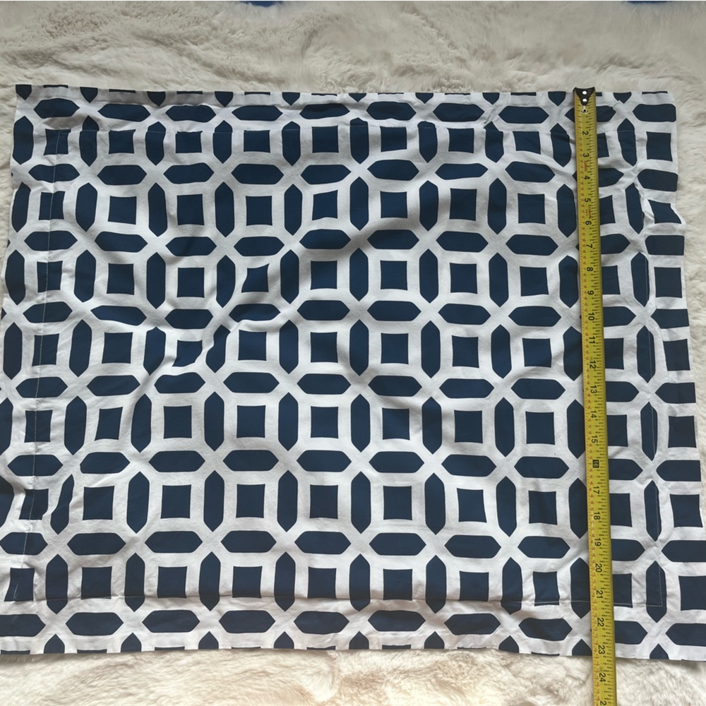 One (1) Pottery Barn Teen Navy and White Geometric Standard Size Pillow cover